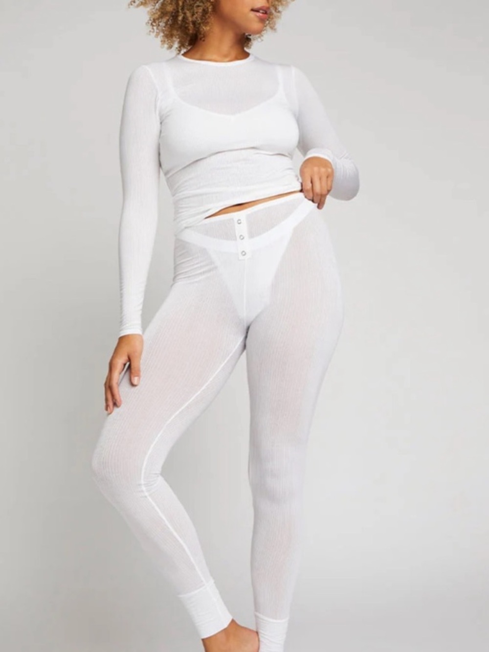 Negative Whipped Long Underwear White Size Medium Ultra Soft Long John Legging